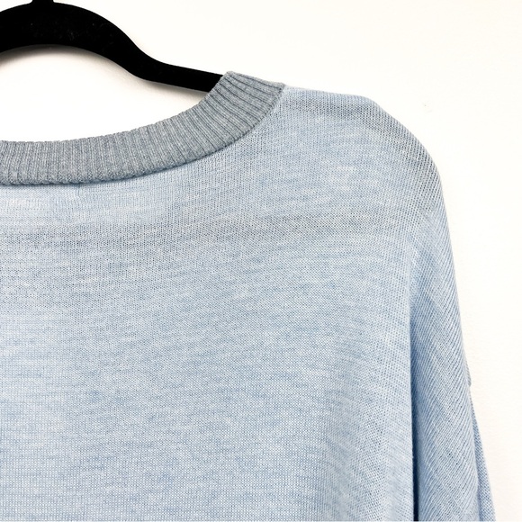 Peyton Primrose Long Sleeve Blue Grey & White Sweater with Star Pattern - Picture 9 of 11